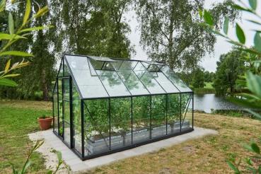 Preview: HALLS GEWÄCHSHAUS UNIVERSAL 9,9 M² ALU/SCHWARZ MIT 3 MM BLANKGLAS